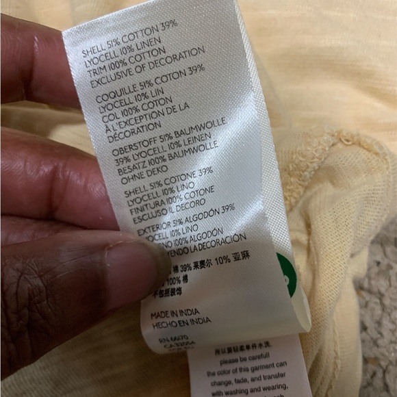 Free People Yellow Boho Peplum Slub Fabric Long Sleeve Blouse Small Size SP - Picture 6 of 9